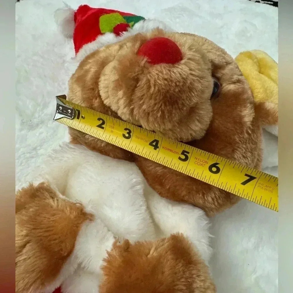 Vintage Christmas Stocking Teddy Bear Santa Hat Reindeer 80’s 90’s Cute Gift - Picture 11 of 11